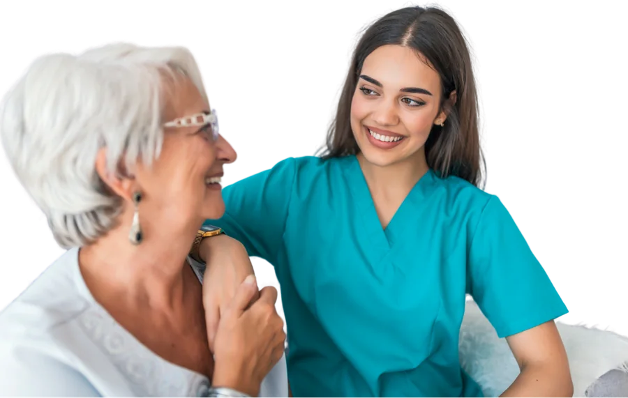 Carer and client sharing a warm moment