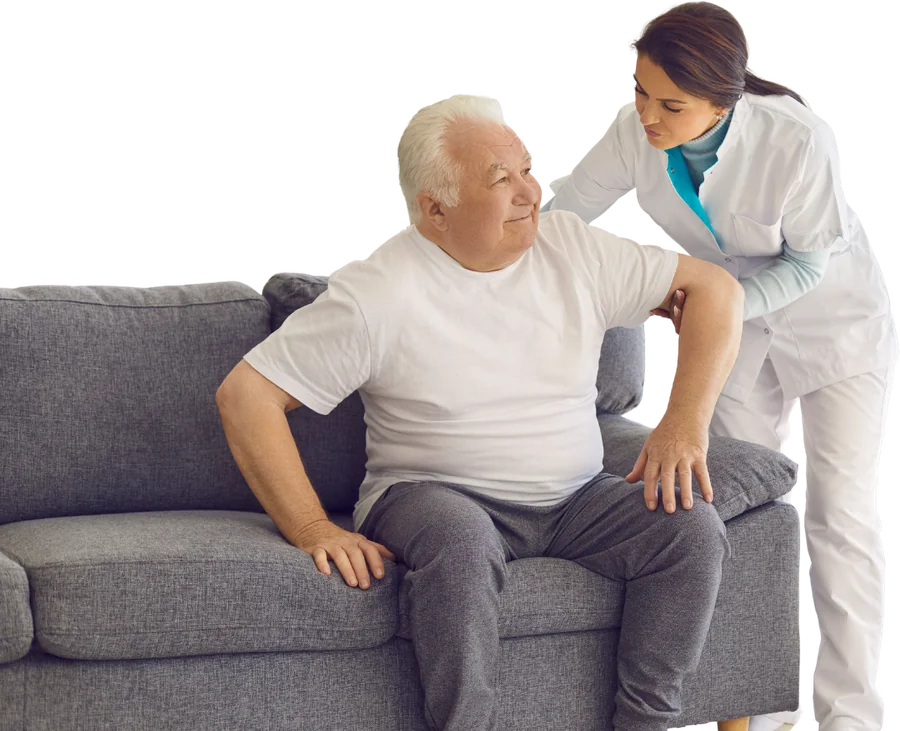 Live-in carer supporting an elderly client at home